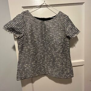 Talbots Petite Tweed Textured Short Sleeve Top